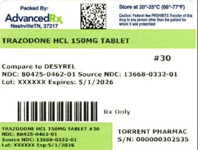 Trazodone HCl 150mg #30 (Trazodone HCl 150mg 80425 0462 01)